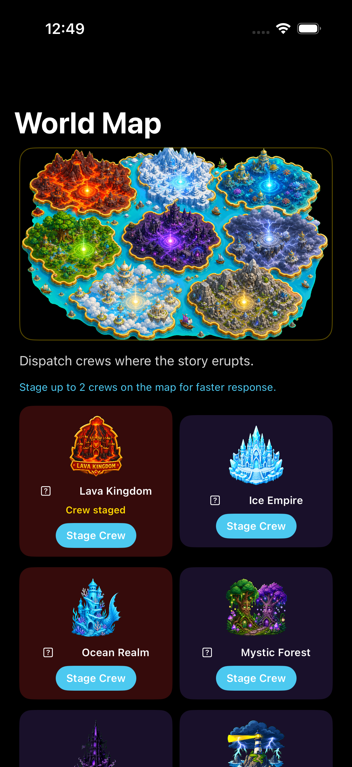 World Map screen