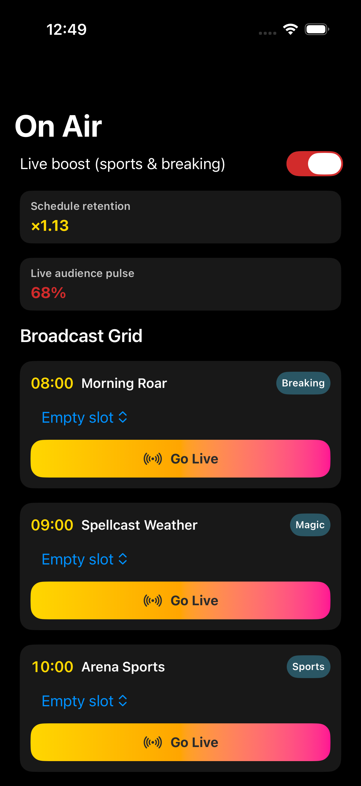 On Air screen